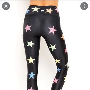 Goldsheep rainbow stars black athletic leggings S
